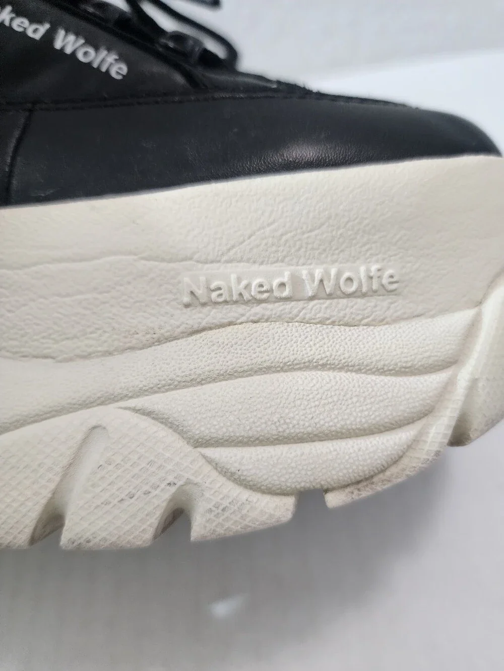 Naked Wolfe Sporty Black Leather Chunky Platform Goth Sneakers Women's US 8